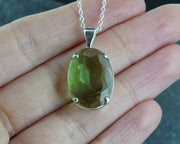 Faceted Oval Edinburgh Sea Glass Sterling Silver Claw Set Pendant