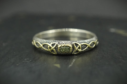 Scottish Sapphire Rough Shard with Scottish Gold Celtic Ring