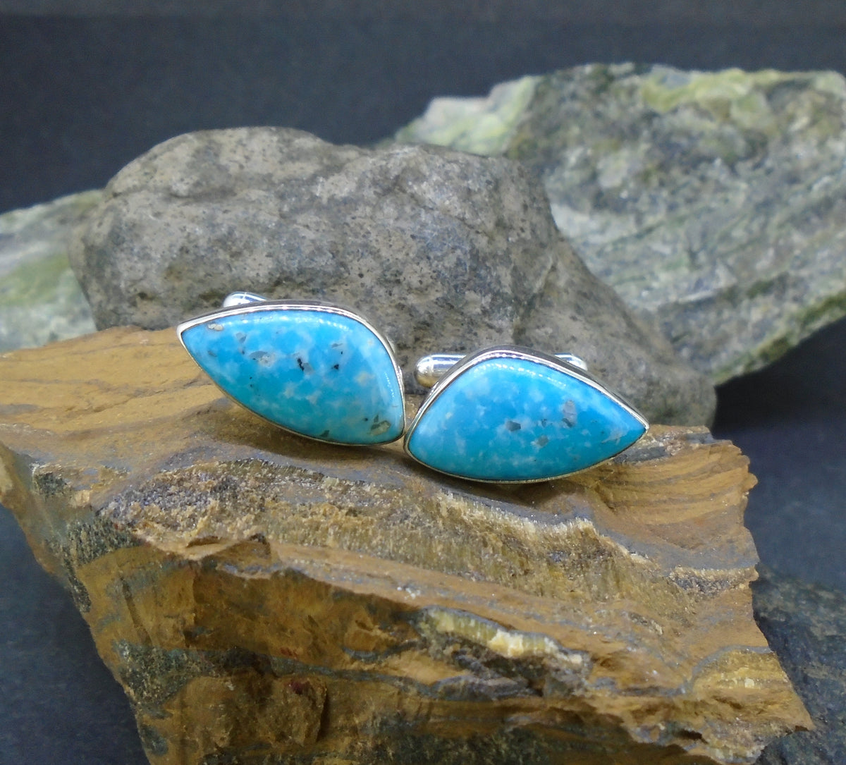 Kingman Turquoise Sterling Silver Cufflinks