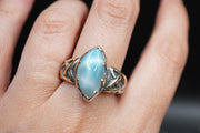 AAA 3ct Larimar Ring with 18ct Gold & Sterling Silver