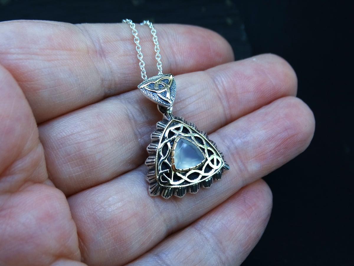 Scottish Chalcedony Scottish Gold and Sterling Silver Pendant