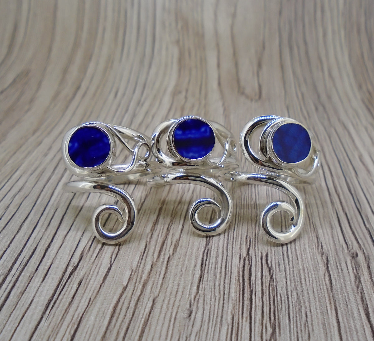 Old Willow Flow Blue Style Sterling Silver Adjustable Twist Ring