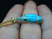 Delicate Rare Cornish Turquoise 18ct Gold and Diamond Pendant