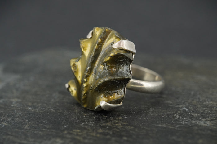 Pyrite Ammonite Sterling Silver Ring