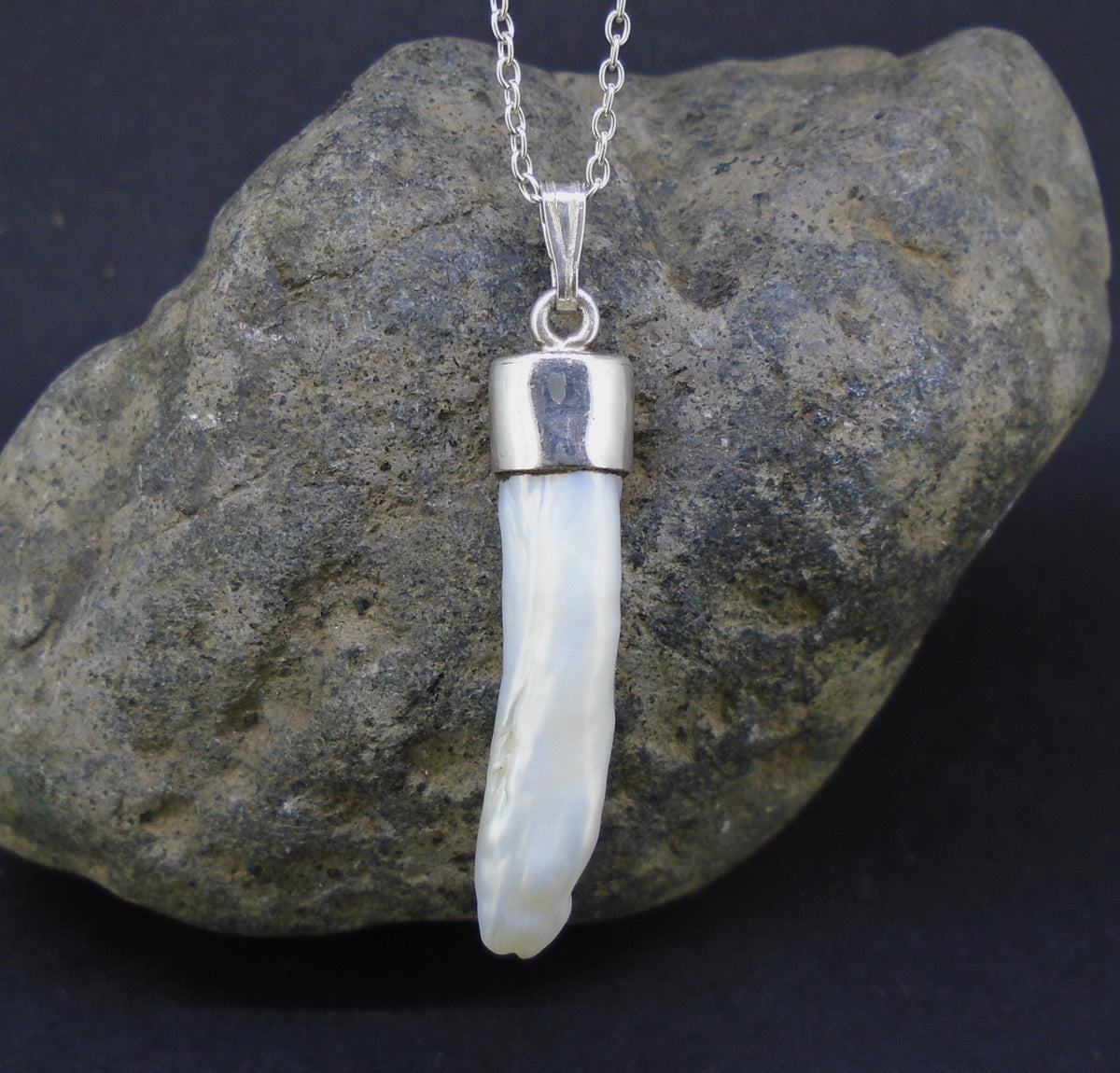Stick Pearl Sterling Silver Pendant