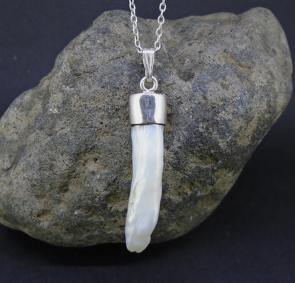 Stick Pearl Sterling Silver Pendant