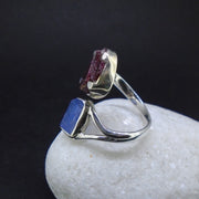 Spessartine Garnet & Blue Kyanite Sterling Silver Adjustable Ring