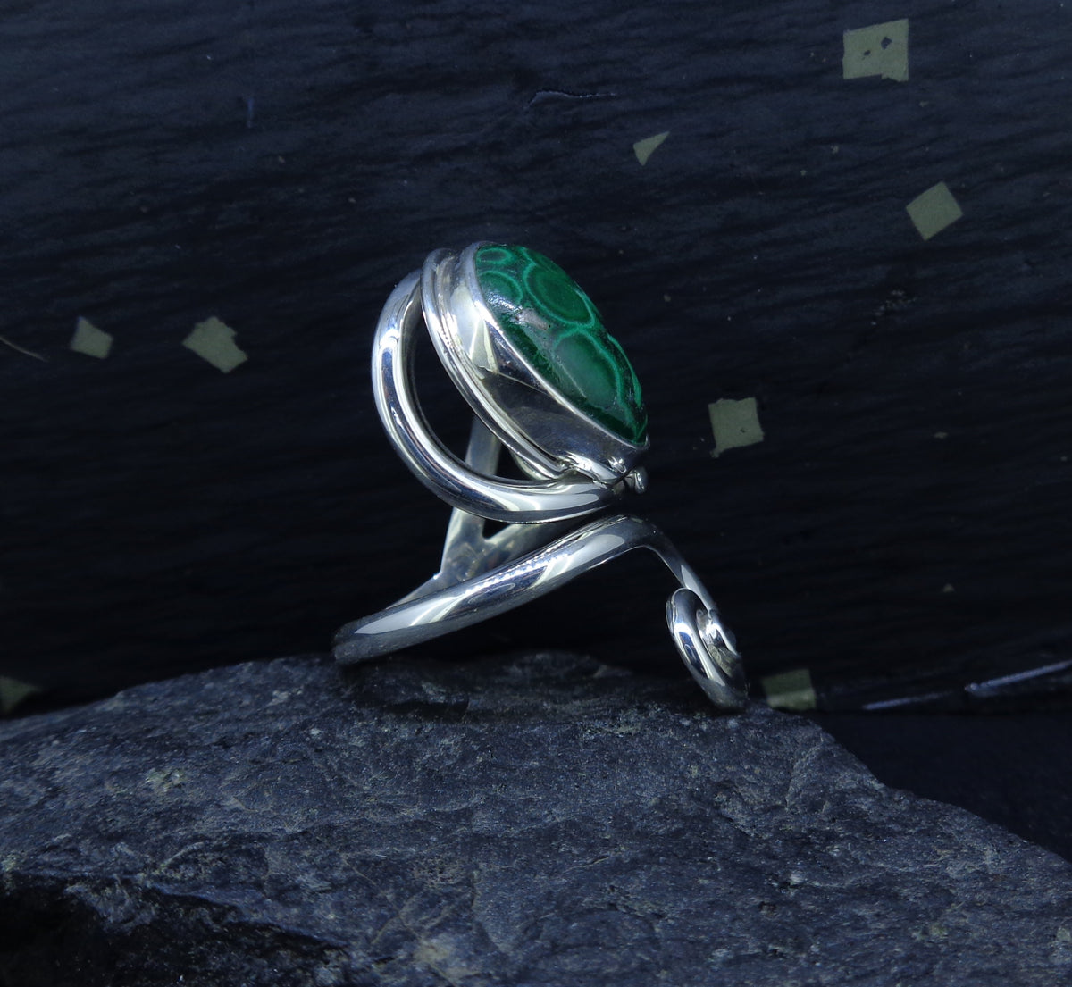 Malachite & Spinel Sterling Silver Ring