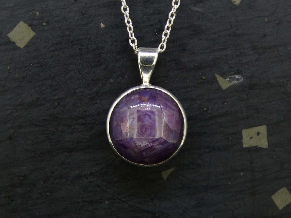 Natural Purple Star Ruby Sterling Silver Pendant