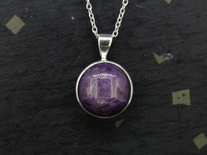 Natural Purple Star Ruby Sterling Silver Pendant