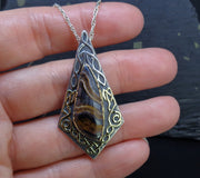 'Tìgear' Scottish 'Tiger's Eye' on a Scottish Gold & Silver Pendant