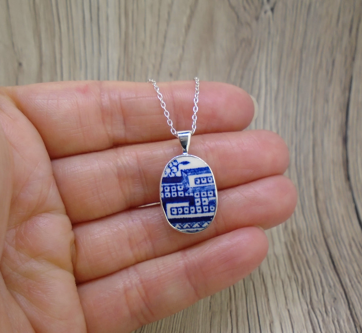 Old Willow 'Geometric' Sterling Silver Oval Pendant
