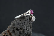 Ruby & Herkimer Diamond Two Stone Sterling Silver Ring