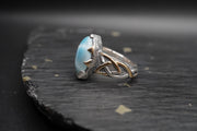 AAA 3ct Larimar Ring with 18ct Gold & Sterling Silver