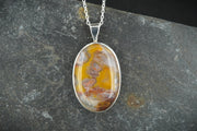 Burn Anne Agate Sterling Silver Oval Celtic Pendant