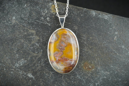 Burn Anne Agate Sterling Silver Oval Celtic Pendant