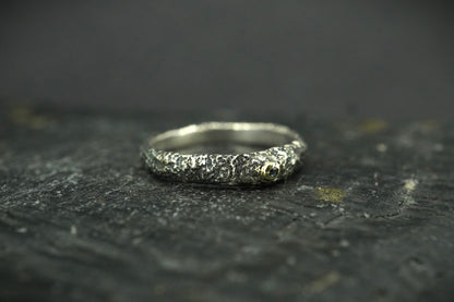 Scottish Sapphire Textured Celtic Ring with Sterling Silver & Scottish Gold