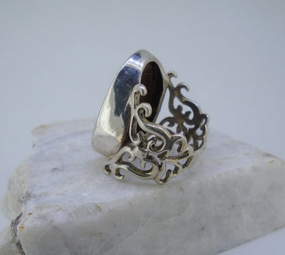Opal Sterling Silver Filigree Ring