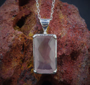 Faceted Rose Quartz Sterling Silver Pendant