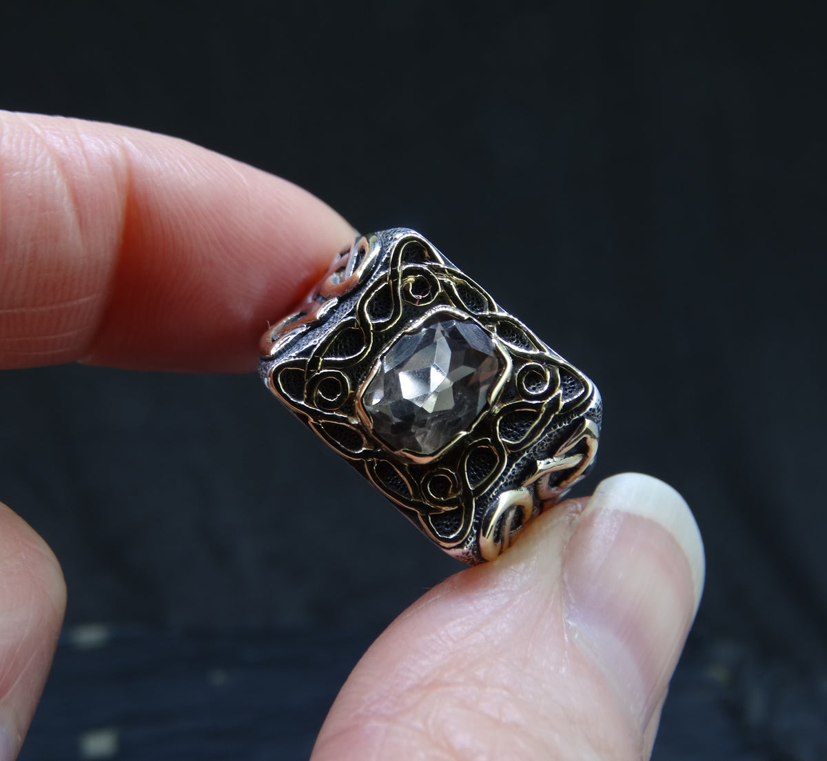 'Mabon' Perthshire Smoky Quartz in a Scottish Gold & Sterling Sil