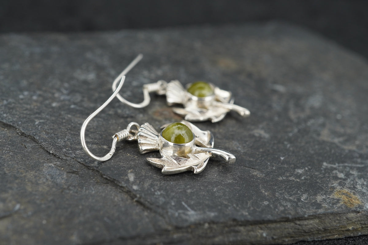 Skye Marble Sterling Silver Thistle Earrings