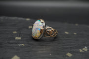 Australian Black Opal Ring with 18ct Gold & Sterling Silver