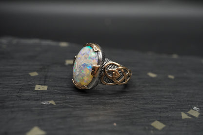Australian Black Opal Ring with 18ct Gold & Sterling Silver