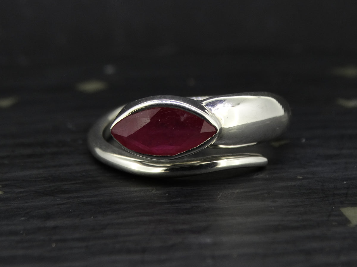 Pink 1.5ct Ruby Sterling Silver Snake Ring