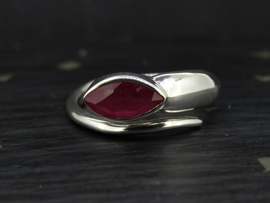 Pink 1.5ct Ruby Sterling Silver Snake Ring