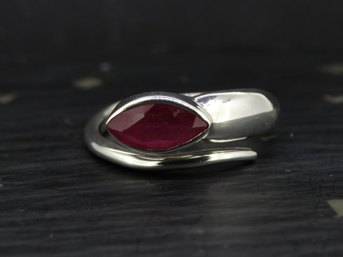 Pink 1.5ct Ruby Sterling Silver Snake Ring