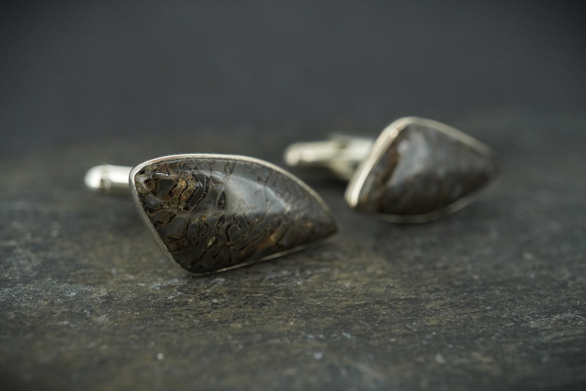 Dinosaur Bone Sterling Silver Cufflinks