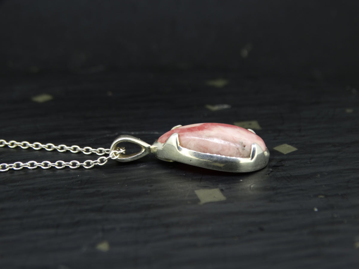 Petite Rhodochrosite Sterling Silver Pendant