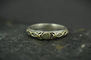 Green Scottish Sapphire Rough Shard with Scottish Gold Celtic Ring