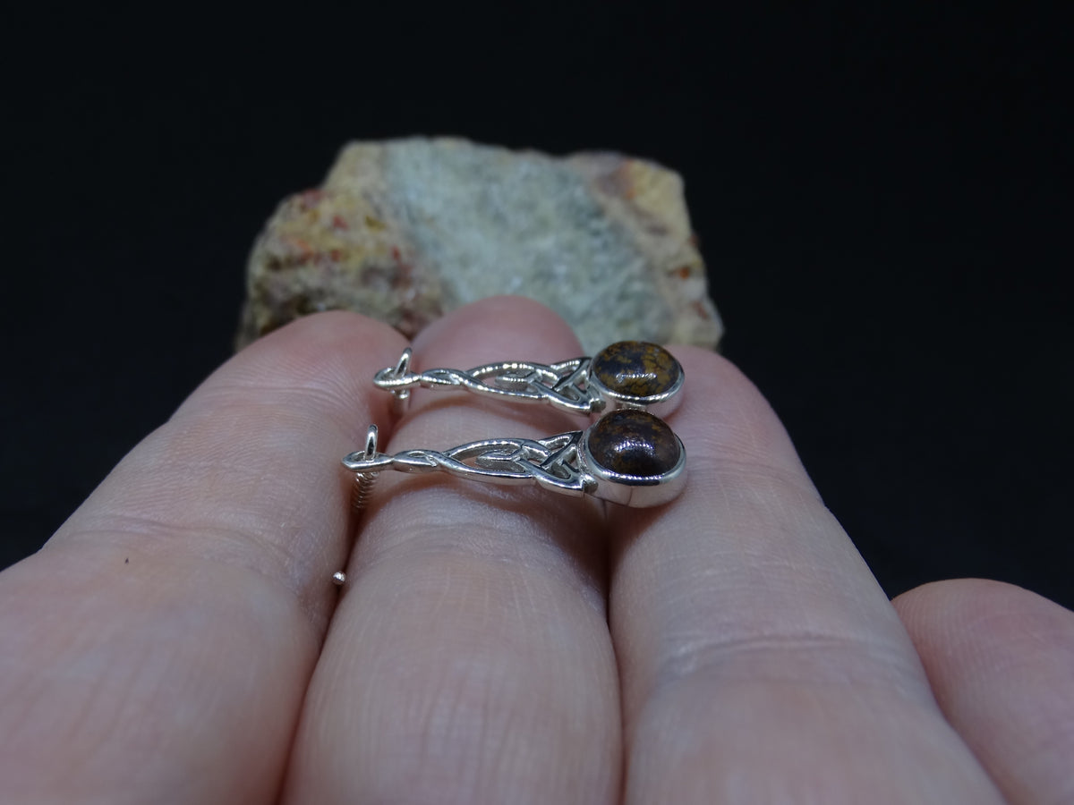 Scottish Red Jasper Sterling Silver Celtic Earrings