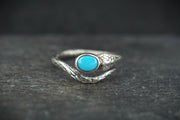 Sleeping Beauty Turquoise Sterling Silver Serpent Ring