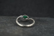 Malachite Sterling Silver Serpent Ring