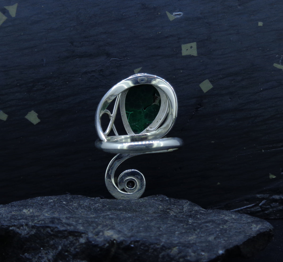 Malachite & Spinel Sterling Silver Ring