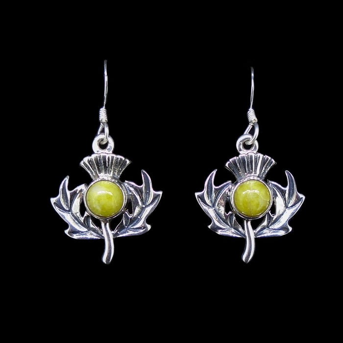 Highland Marble Scottish Thistle Sterling Silver Earrings