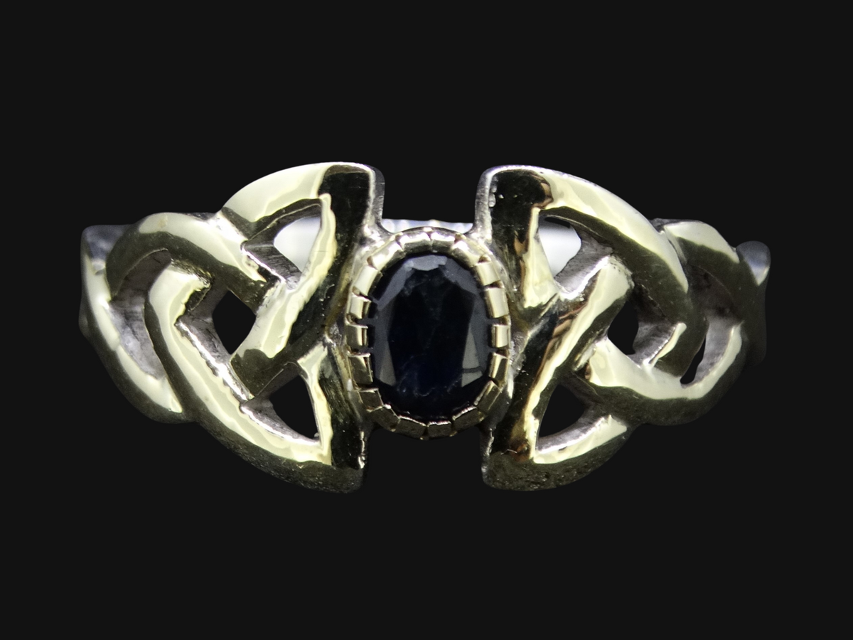 Scottish Sapphire with Scottish Gold Celtic Trinity Knot Ring