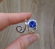 Old Willow 'Diamond' Pattern Sterling Silver Adjustable Twist Ring