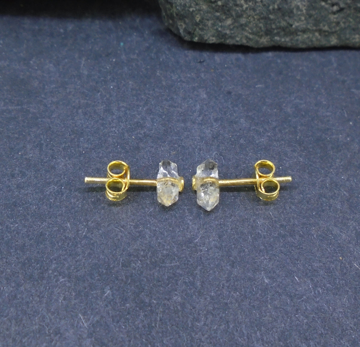 Herkimer Diamond Gold Plated Sterling Silver Studs
