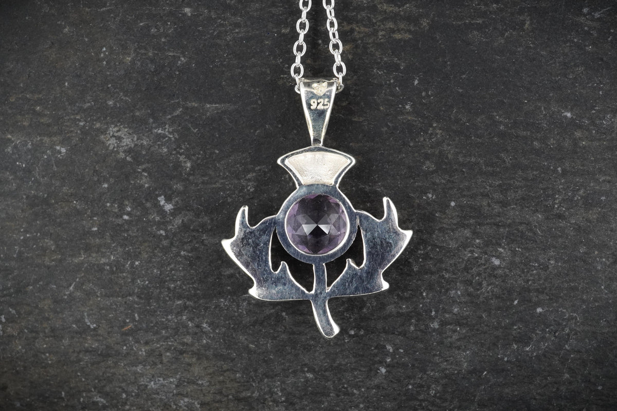 Amethyst Thistle Sterling Silver Pendant