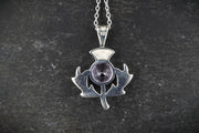 Amethyst Thistle Sterling Silver Pendant