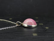 Natural Pink Ruby Sterling Silver Round Pendant