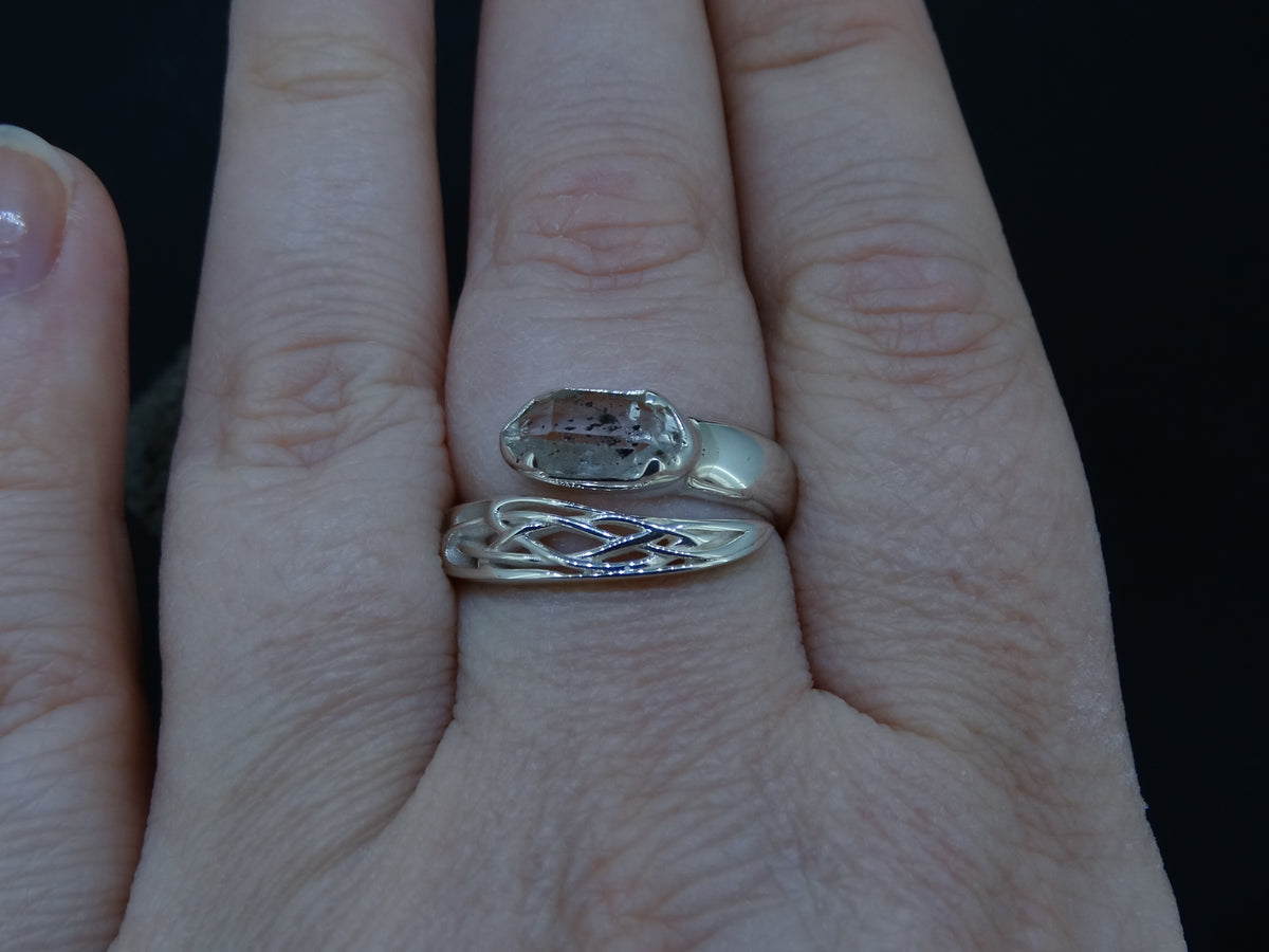Herkimer Diamond Sterling Silver Celtic Snake Ring