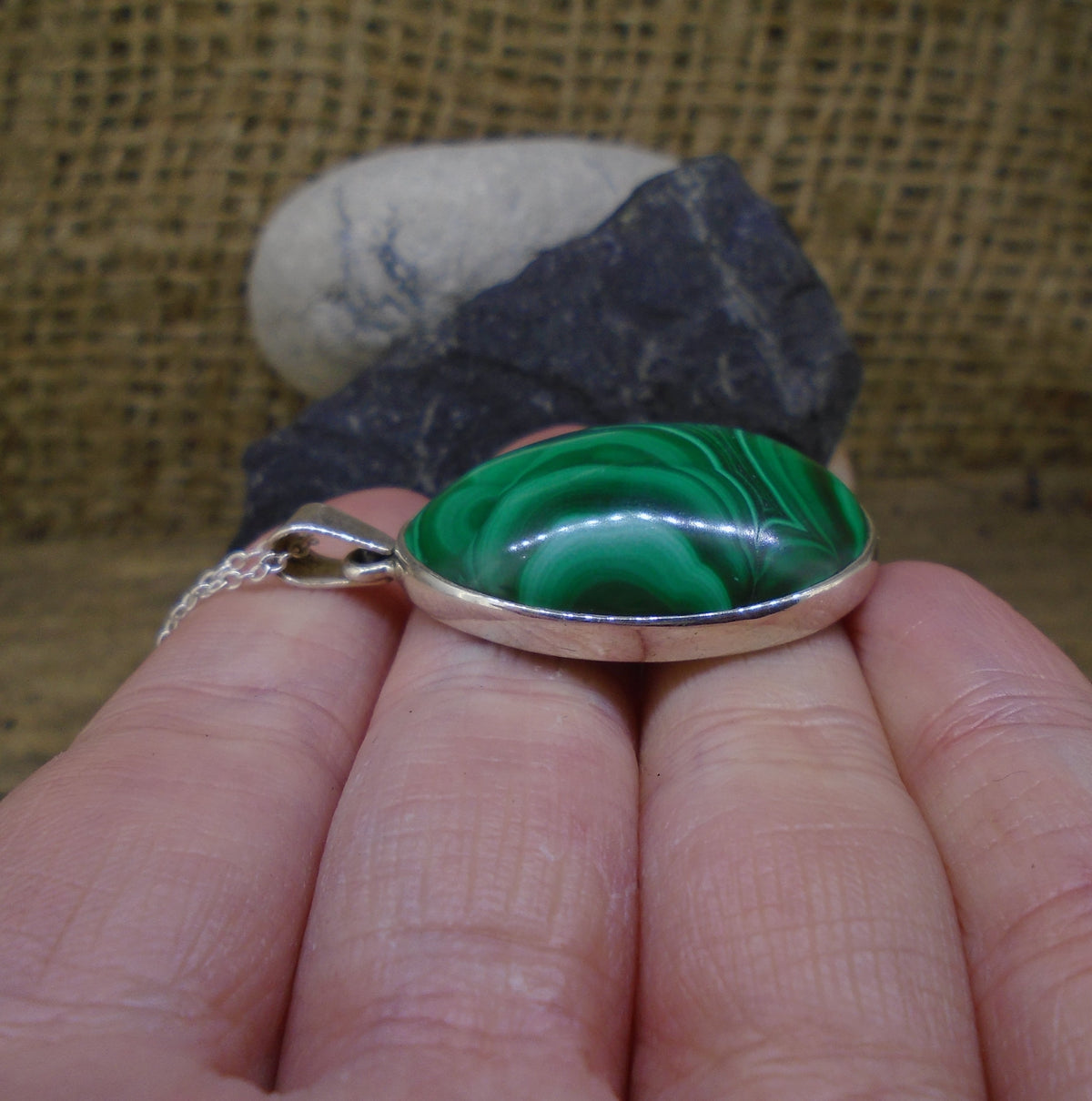 Malachite Sterling Silver Pendant