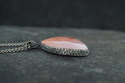 Scottish Agate Sterling Silver Hammered Pendant