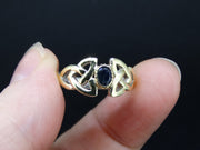 Scottish Sapphire with Scottish Gold Celtic Trinity Knot Ring