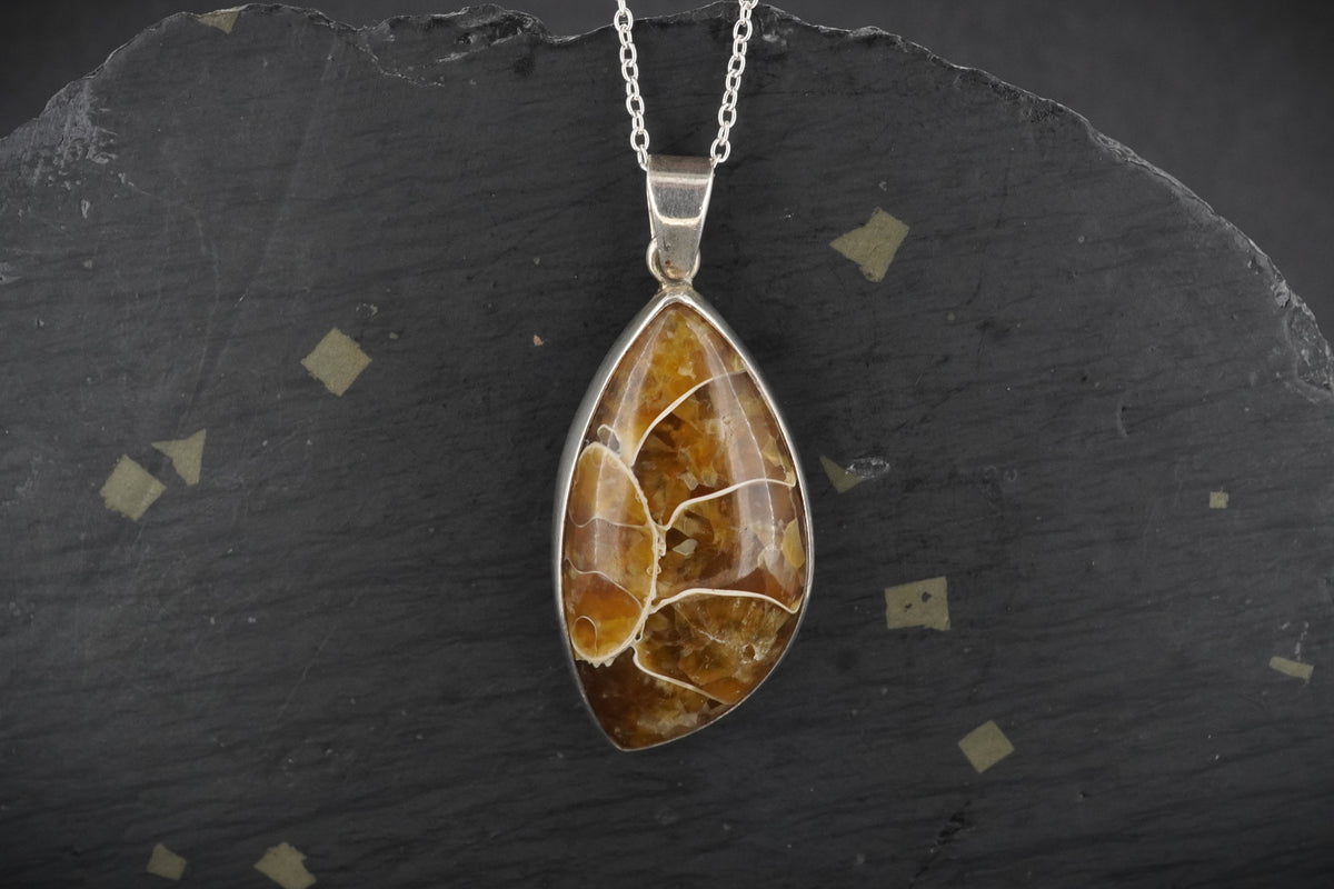 Ammonite Cabochon Sterling Silver Pendant