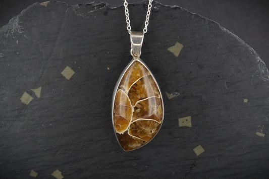 Ammonite Cabochon Sterling Silver Pendant